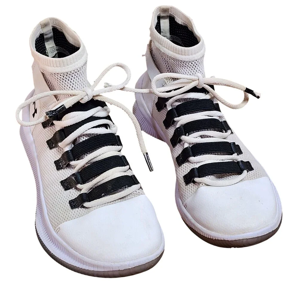 Under Armour Basketball Shoes Mens Size 8 White High Top Sneakers 3020616-100